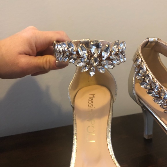 Champagne heels with crystal detail on strap - Picture 3 of 4